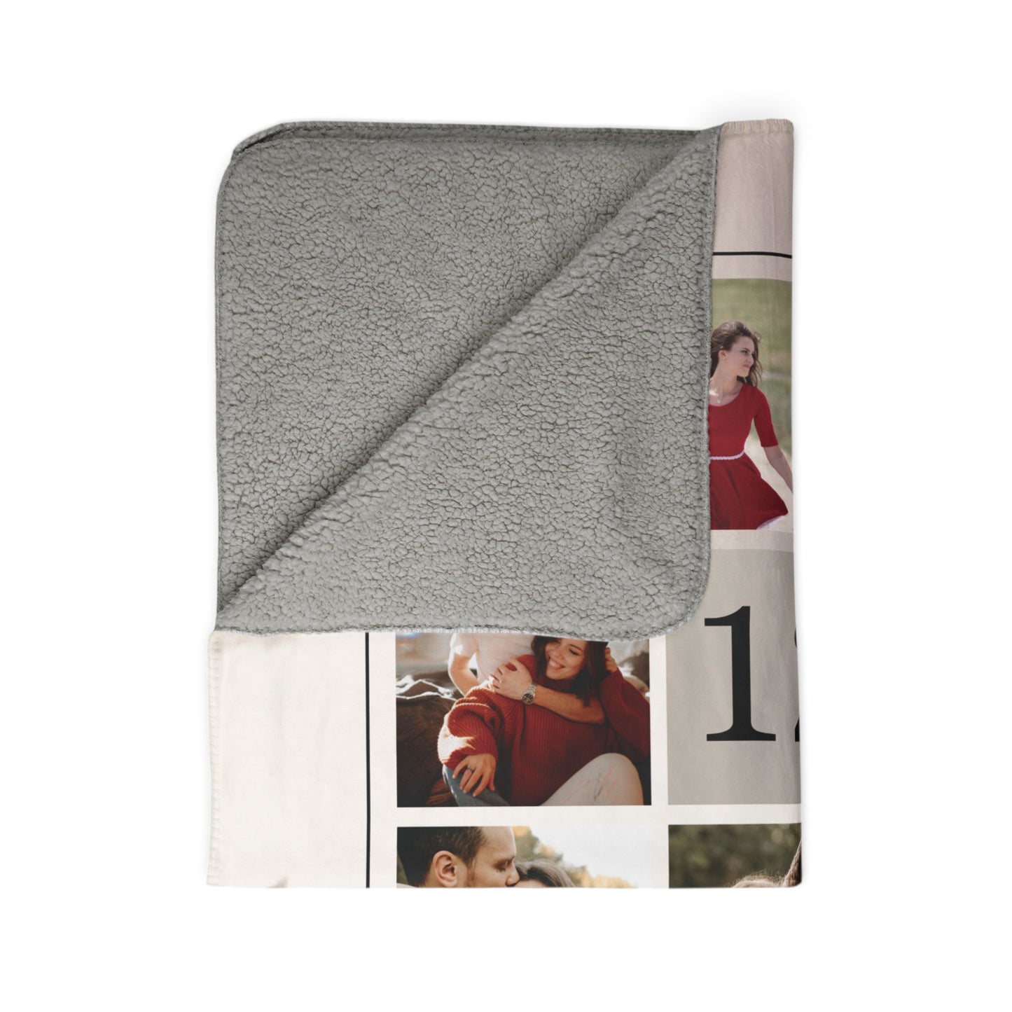 Custom Photo Fleece Sherpa Blanket – Personalized Anniversary & Couples Gift