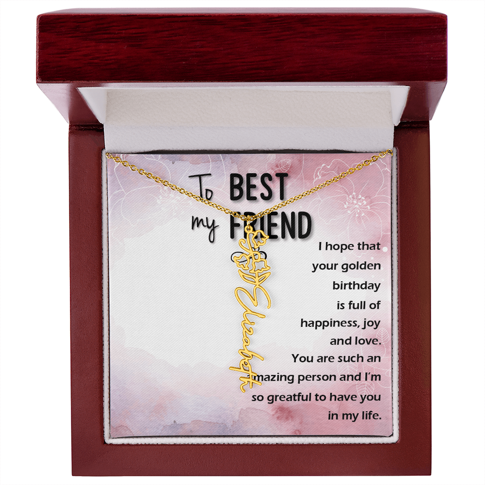 Birth Month Flower Name Necklace | Personalized Gift for Best Friend