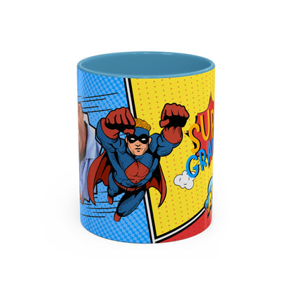 Super Grandpa Coffee Mug — Personalized Comic Superhero Photo Gift (11/15 oz)
