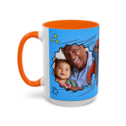 Super Grandpa Coffee Mug — Personalized Comic Superhero Photo Gift (11/15 oz)