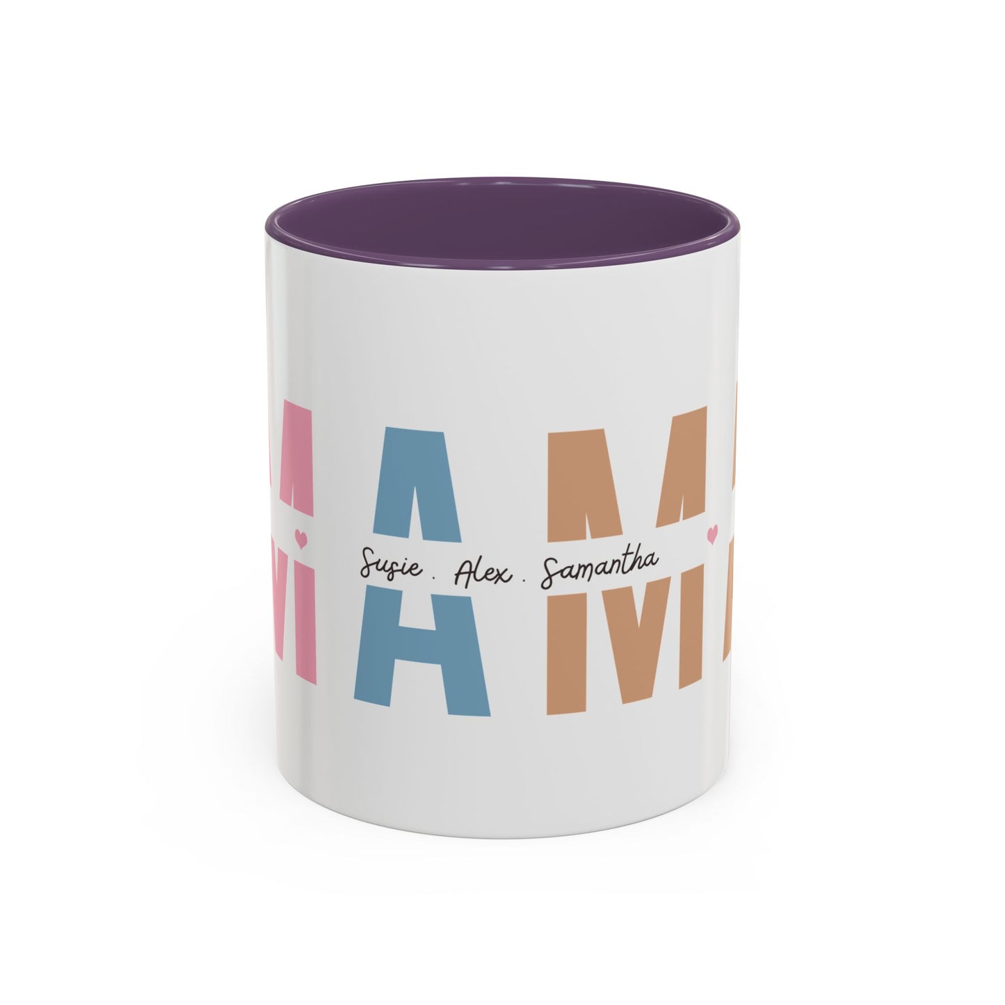 Mama Mug with Kids Names | Personalized Color Accent Coffee Mug (11/15 oz)
