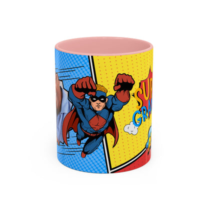 Super Grandpa Coffee Mug — Personalized Comic Superhero Photo Gift (11/15 oz)