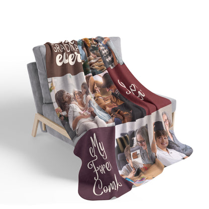 Custom Fleece Sherpa Blanket – Personalized Photo Blanket Gift for Grandma