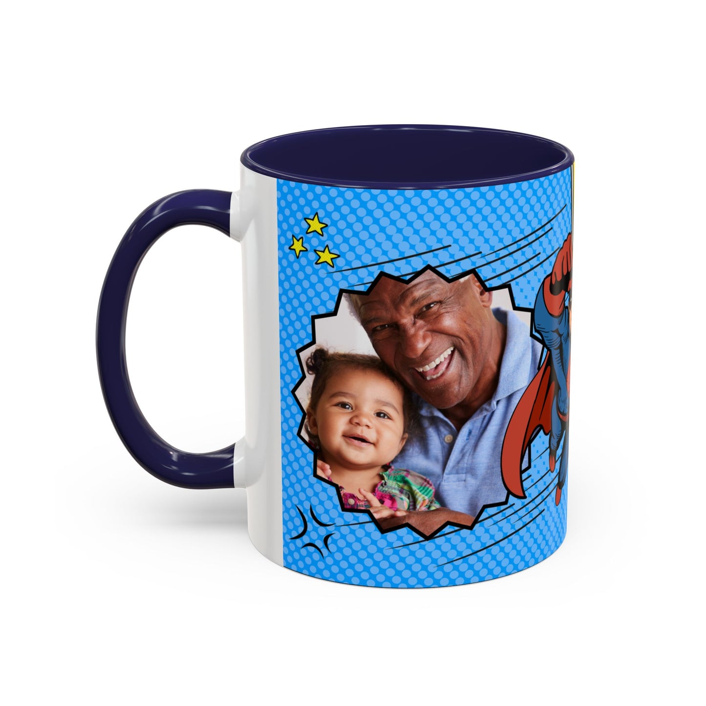 Super Grandpa Coffee Mug — Personalized Comic Superhero Photo Gift (11/15 oz)