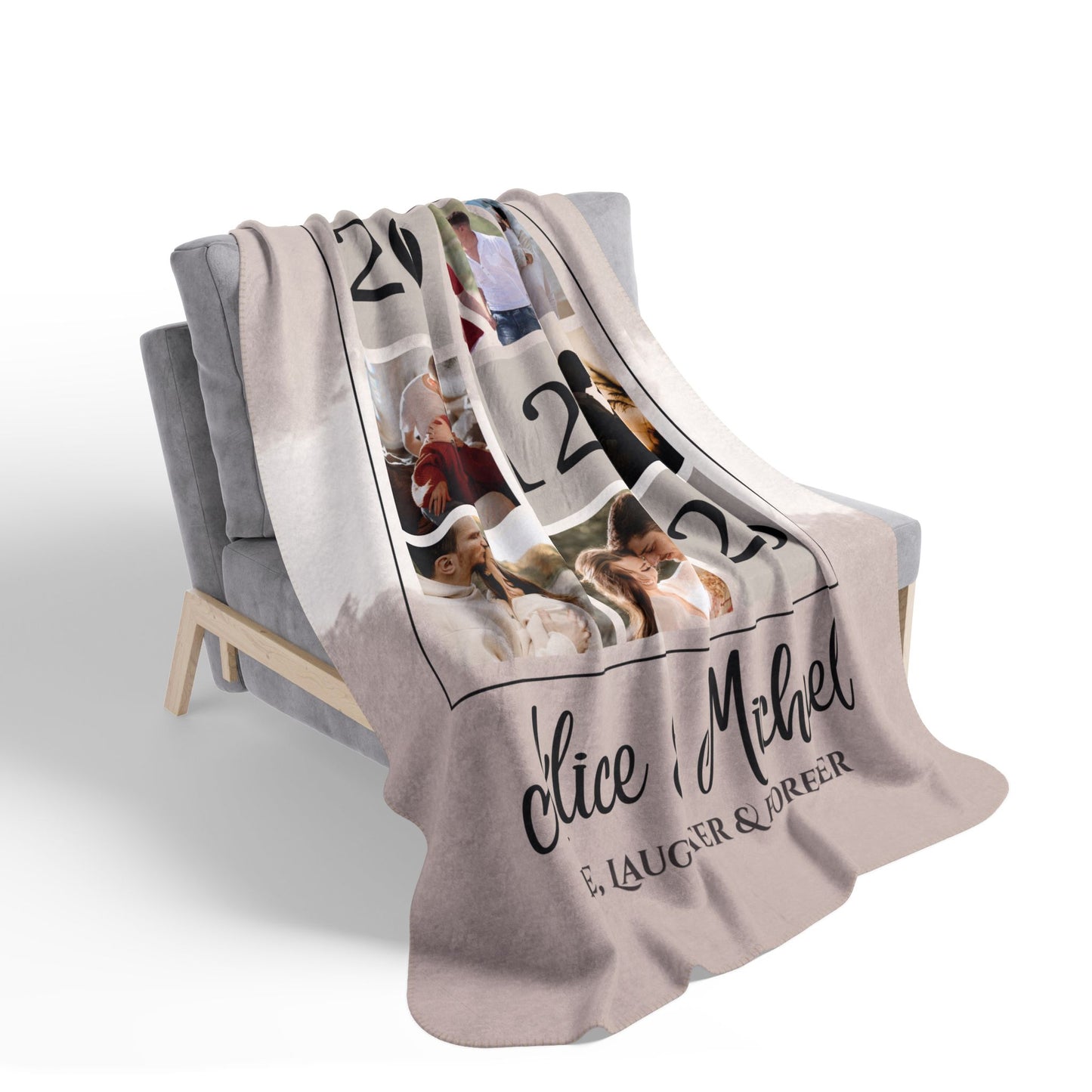 Custom Photo Fleece Sherpa Blanket – Personalized Anniversary & Couples Gift