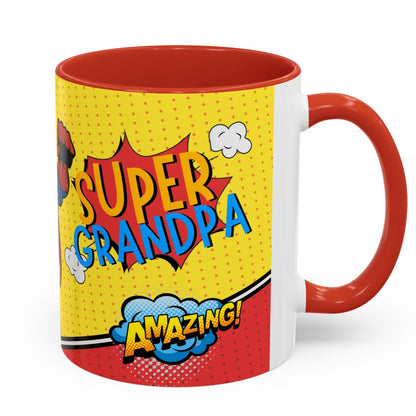 Super Grandpa Coffee Mug — Personalized Comic Superhero Photo Gift (11/15 oz)