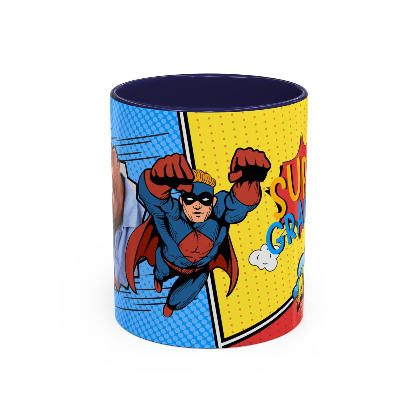 Super Grandpa Coffee Mug — Personalized Comic Superhero Photo Gift (11/15 oz)