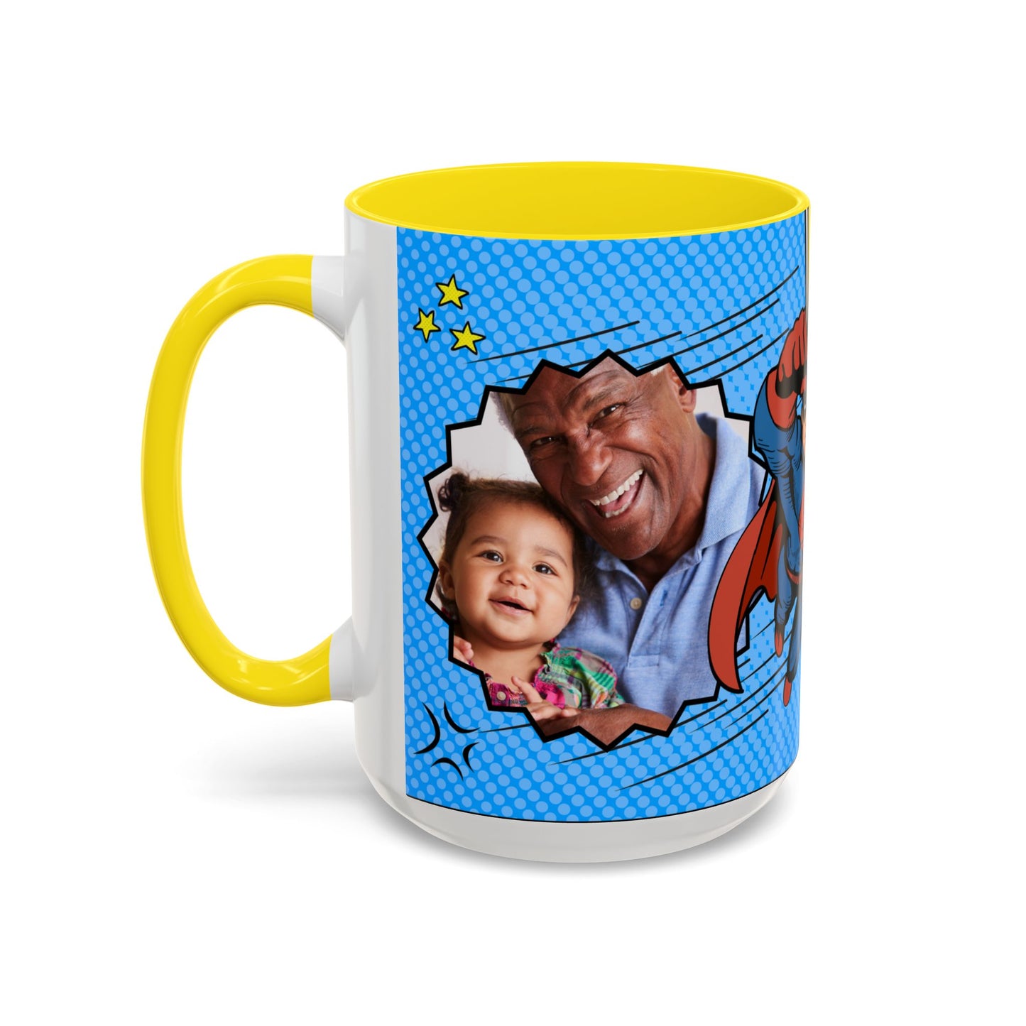 Super Grandpa Coffee Mug — Personalized Comic Superhero Photo Gift (11/15 oz)