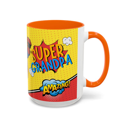 Super Grandpa Coffee Mug — Personalized Comic Superhero Photo Gift (11/15 oz)