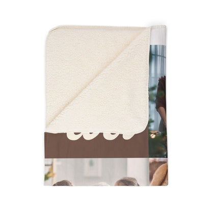 Custom Fleece Sherpa Blanket – Personalized Photo Blanket Gift for Grandma