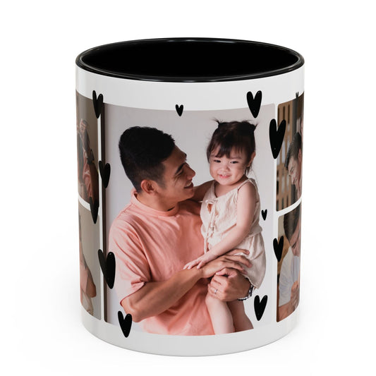 Personalized Photo Collage Coffee Mug — Custom Family Gift with Hearts (11/15 oz)