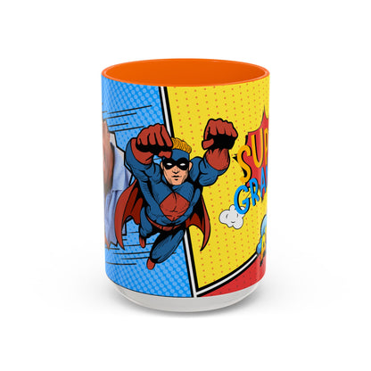 Super Grandpa Coffee Mug — Personalized Comic Superhero Photo Gift (11/15 oz)