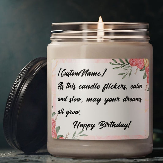 Personalized Soy Candle — Custom Name & Message Birthday Gift (9oz)