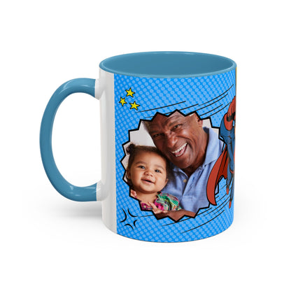Super Grandpa Coffee Mug — Personalized Comic Superhero Photo Gift (11/15 oz)