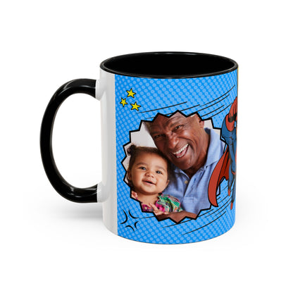Super Grandpa Coffee Mug — Personalized Comic Superhero Photo Gift (11/15 oz)