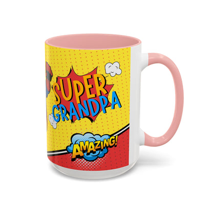 Super Grandpa Coffee Mug — Personalized Comic Superhero Photo Gift (11/15 oz)