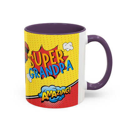 Super Grandpa Coffee Mug — Personalized Comic Superhero Photo Gift (11/15 oz)