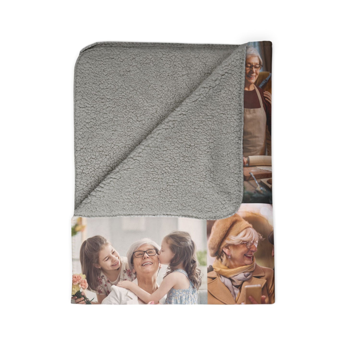 Custom Fleece Sherpa Blanket – Personalized Photo Blanket Gift for Grandma