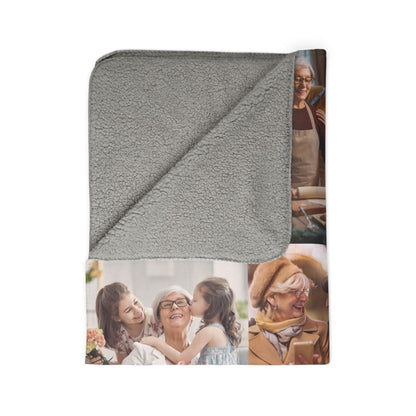 Custom Fleece Sherpa Blanket – Personalized Photo Blanket Gift for Grandma