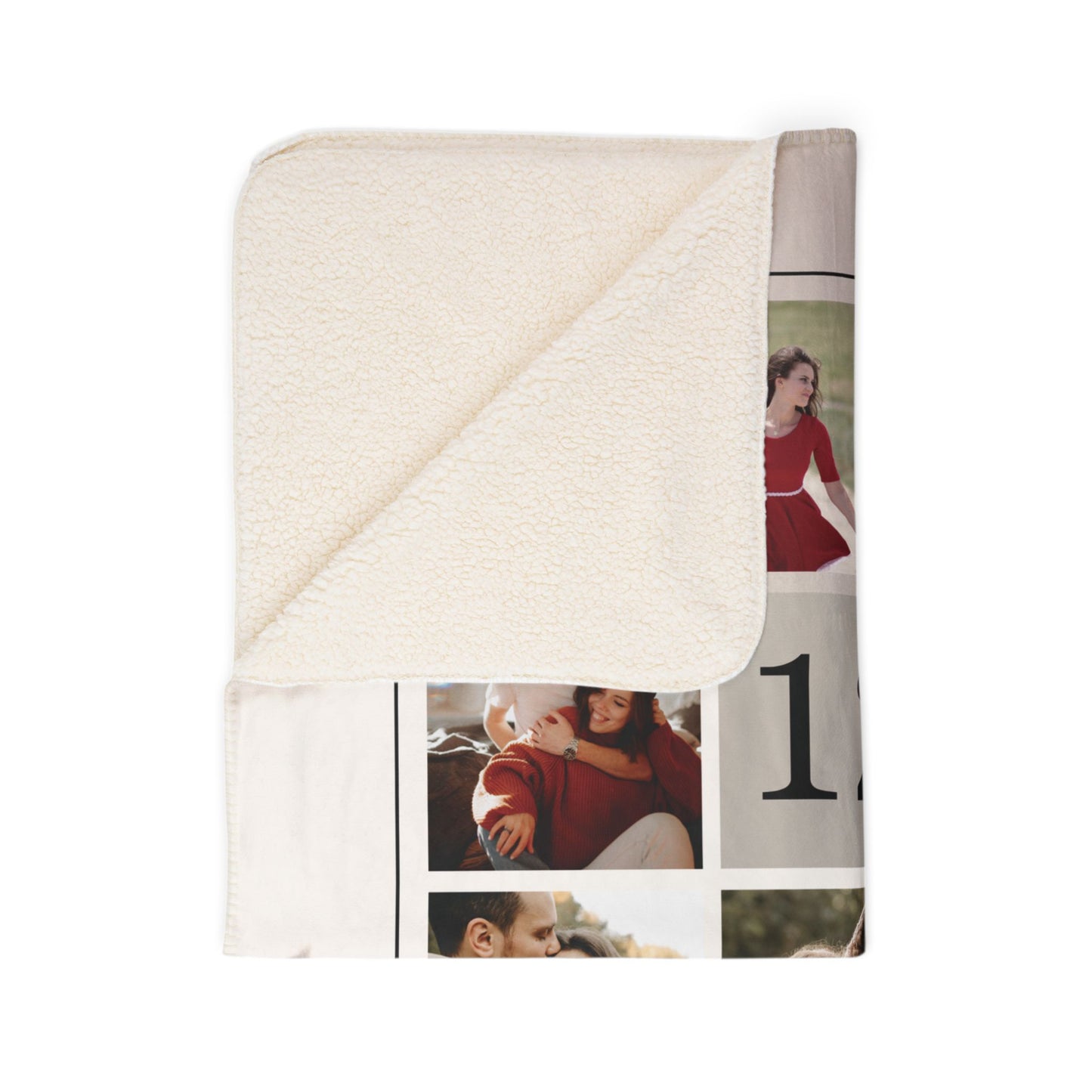 Custom Photo Fleece Sherpa Blanket – Personalized Anniversary & Couples Gift