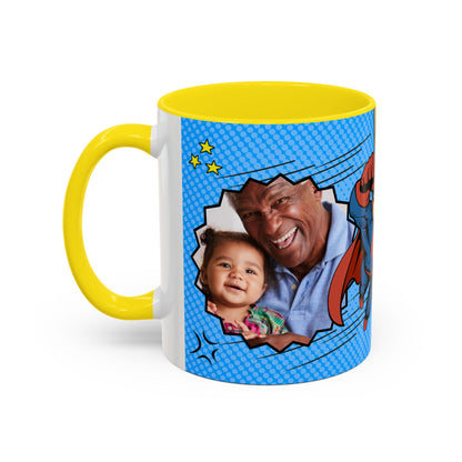 Super Grandpa Coffee Mug — Personalized Comic Superhero Photo Gift (11/15 oz)