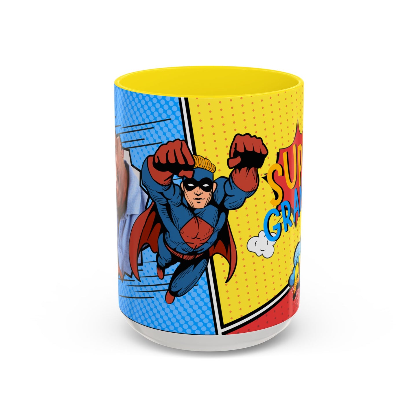Super Grandpa Coffee Mug — Personalized Comic Superhero Photo Gift (11/15 oz)