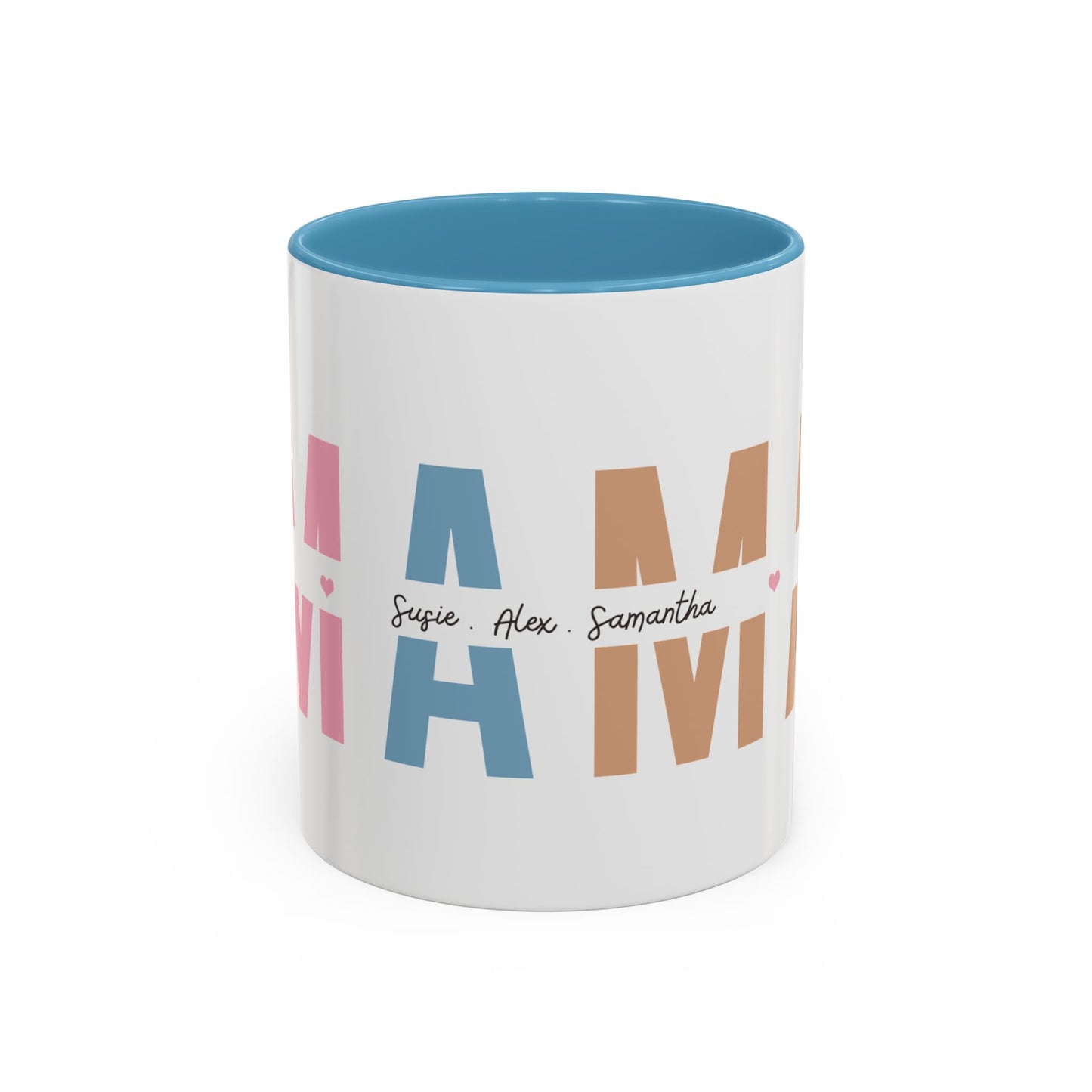 Mama Mug with Kids Names | Personalized Color Accent Coffee Mug (11/15 oz)