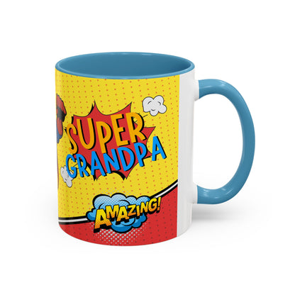 Super Grandpa Coffee Mug — Personalized Comic Superhero Photo Gift (11/15 oz)