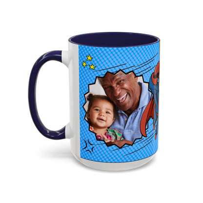 Super Grandpa Coffee Mug — Personalized Comic Superhero Photo Gift (11/15 oz)