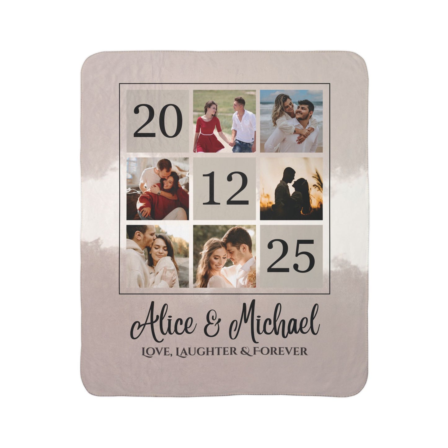 Custom Photo Fleece Sherpa Blanket – Personalized Anniversary & Couples Gift