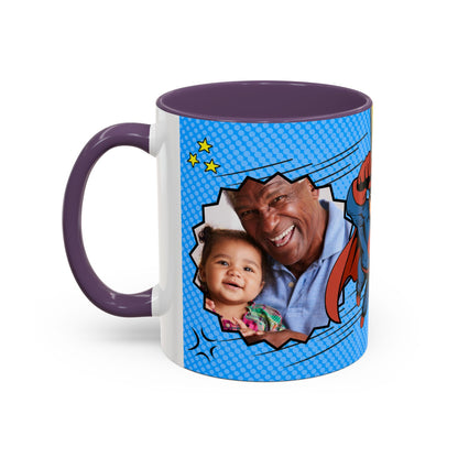 Super Grandpa Coffee Mug — Personalized Comic Superhero Photo Gift (11/15 oz)