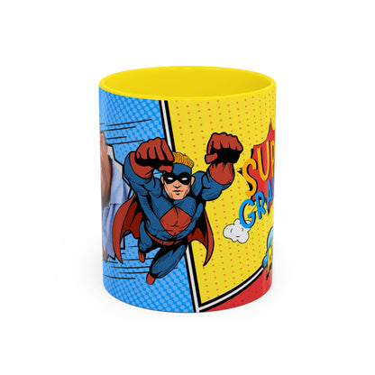 Super Grandpa Coffee Mug — Personalized Comic Superhero Photo Gift (11/15 oz)