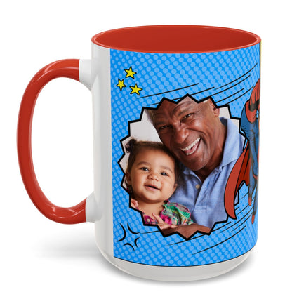 Super Grandpa Coffee Mug — Personalized Comic Superhero Photo Gift (11/15 oz)