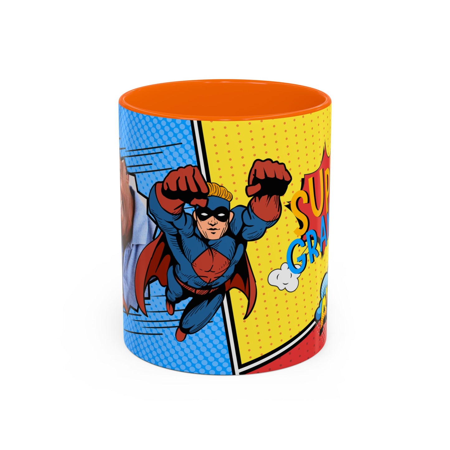 Super Grandpa Coffee Mug — Personalized Comic Superhero Photo Gift (11/15 oz)