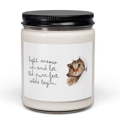 Cat Lover Soy Candle | Funny Cat Gift — "Light Meow Up" 9oz (9 Scents)