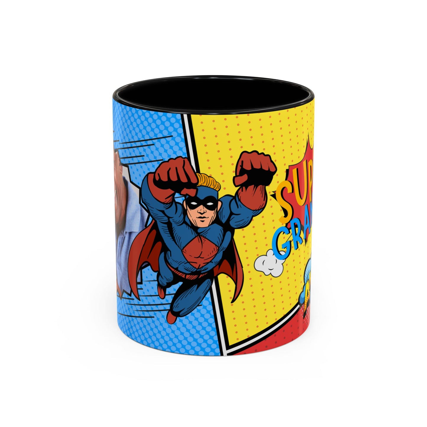 Super Grandpa Coffee Mug — Personalized Comic Superhero Photo Gift (11/15 oz)