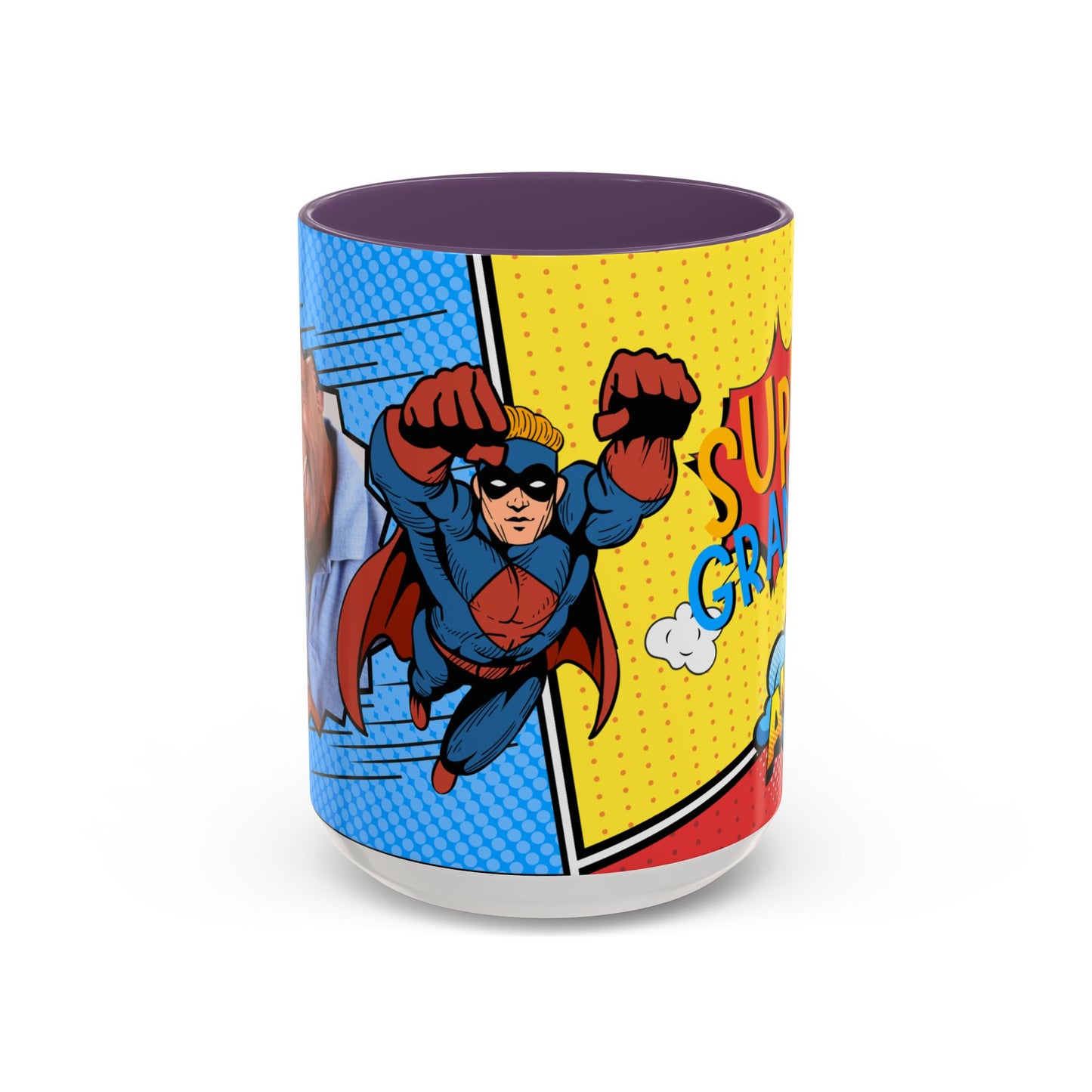 Super Grandpa Coffee Mug — Personalized Comic Superhero Photo Gift (11/15 oz)