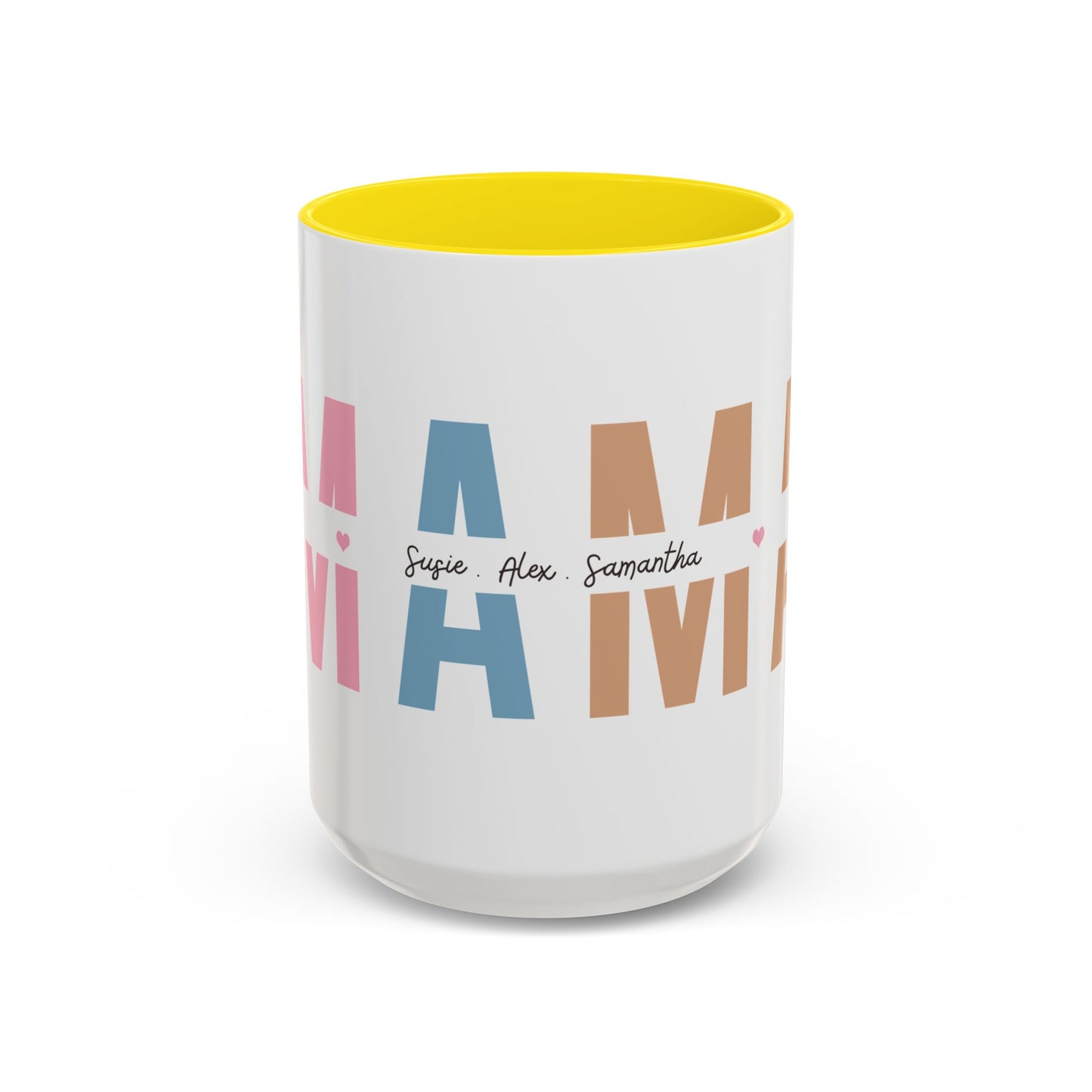Mama Mug with Kids Names | Personalized Color Accent Coffee Mug (11/15 oz)