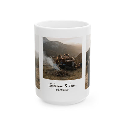 Personalized Photo Mug | Custom Date & Names Ceramic Mug