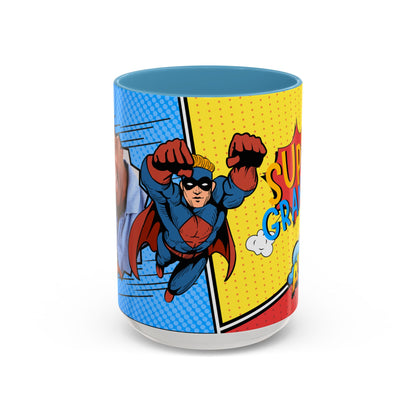 Super Grandpa Coffee Mug — Personalized Comic Superhero Photo Gift (11/15 oz)