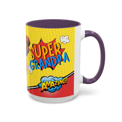 Super Grandpa Coffee Mug — Personalized Comic Superhero Photo Gift (11/15 oz)