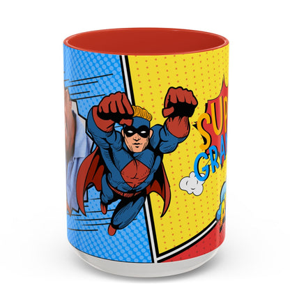 Super Grandpa Coffee Mug — Personalized Comic Superhero Photo Gift (11/15 oz)