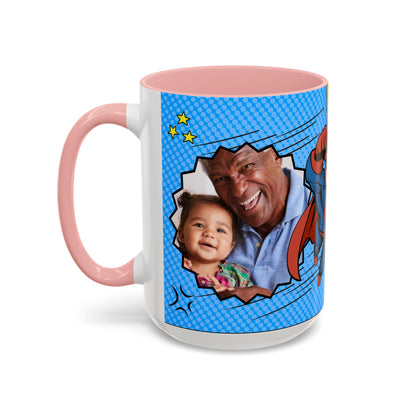 Super Grandpa Coffee Mug — Personalized Comic Superhero Photo Gift (11/15 oz)