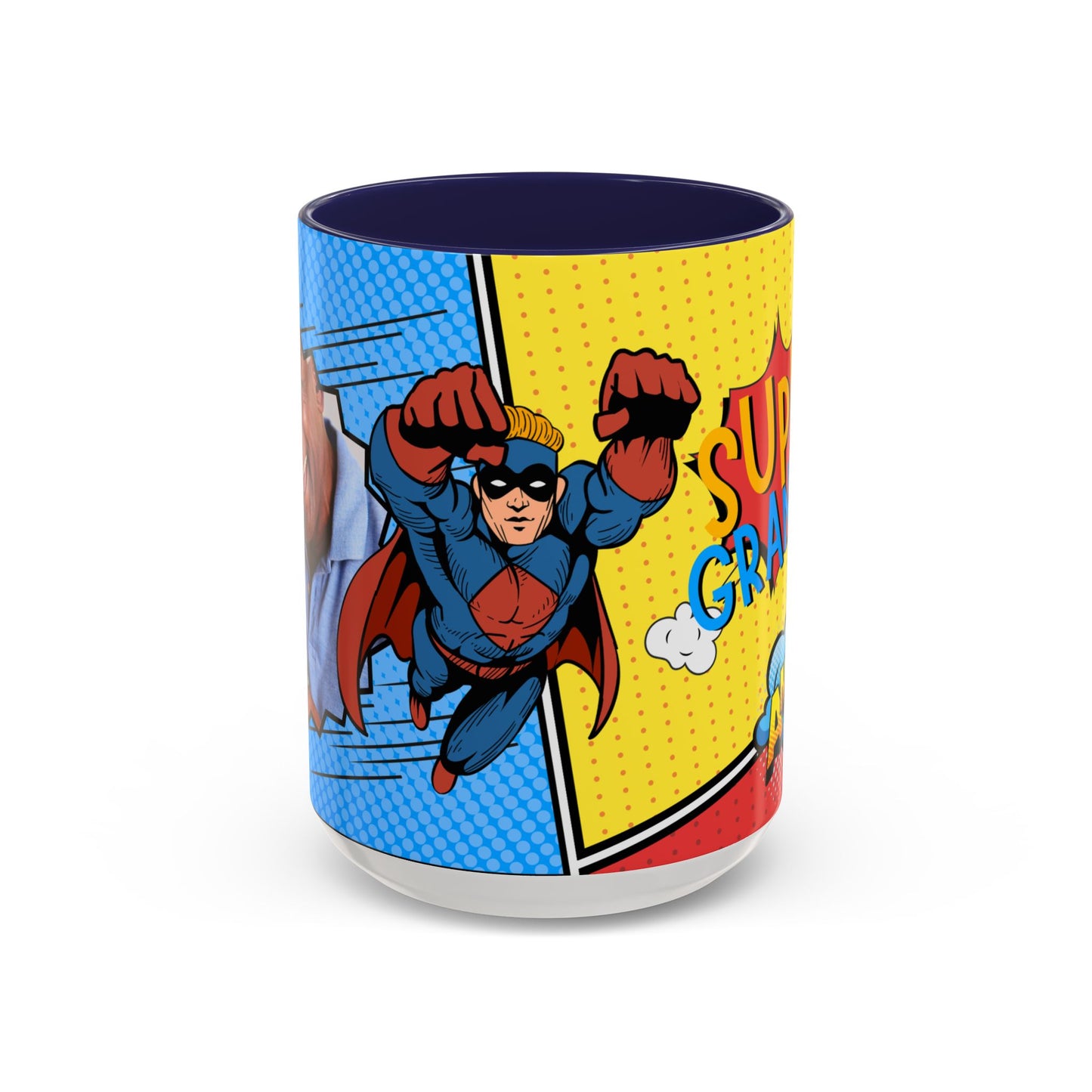 Super Grandpa Coffee Mug — Personalized Comic Superhero Photo Gift (11/15 oz)