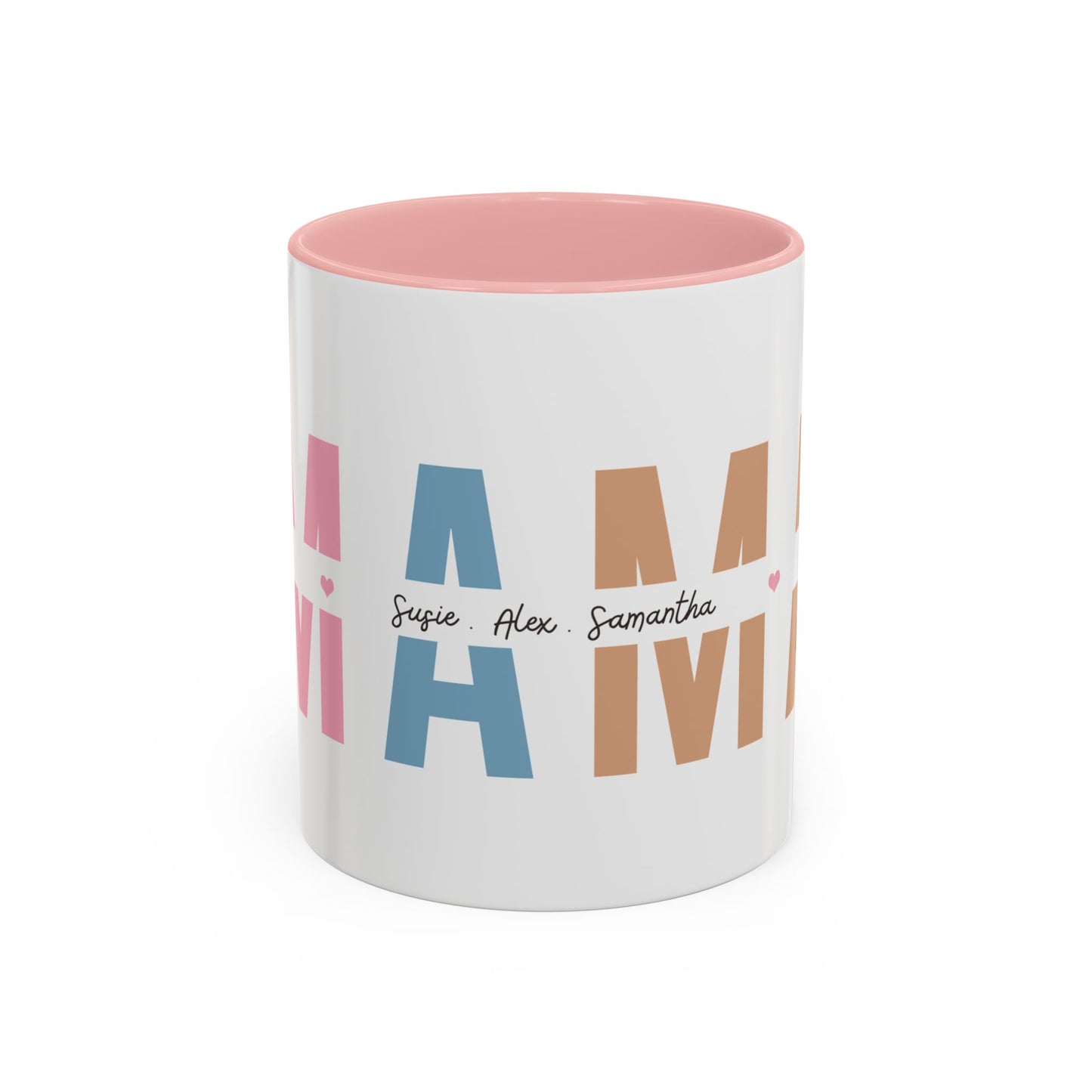 Mama Mug with Kids Names | Personalized Color Accent Coffee Mug (11/15 oz)