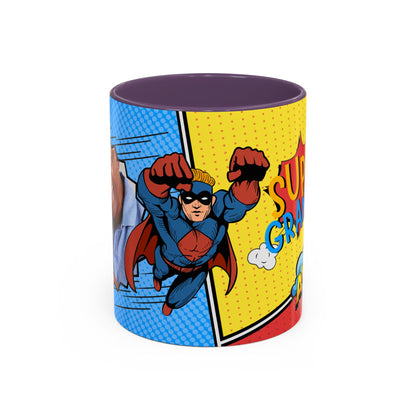Super Grandpa Coffee Mug — Personalized Comic Superhero Photo Gift (11/15 oz)