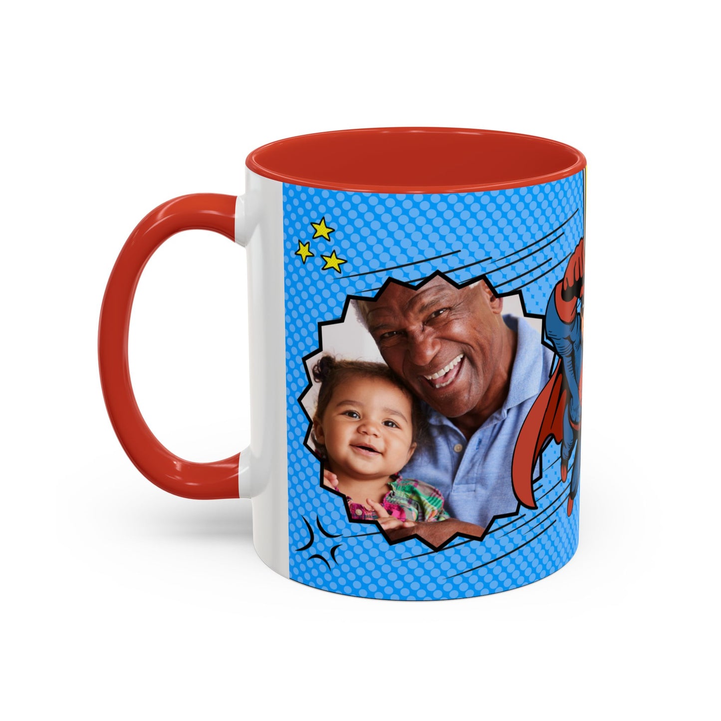Super Grandpa Coffee Mug — Personalized Comic Superhero Photo Gift (11/15 oz)