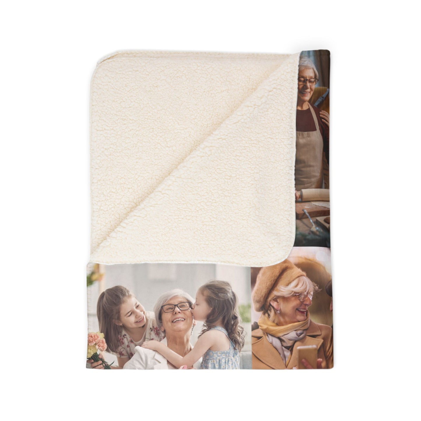 Custom Fleece Sherpa Blanket – Personalized Photo Blanket Gift for Grandma