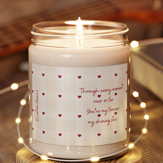 Personalized Name Soy Candle – Romantic Heart 9oz Scented Jar | Custom Gift
