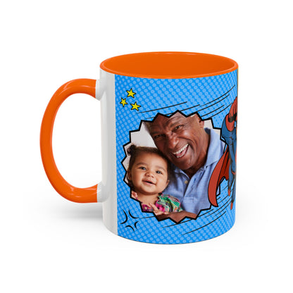 Super Grandpa Coffee Mug — Personalized Comic Superhero Photo Gift (11/15 oz)